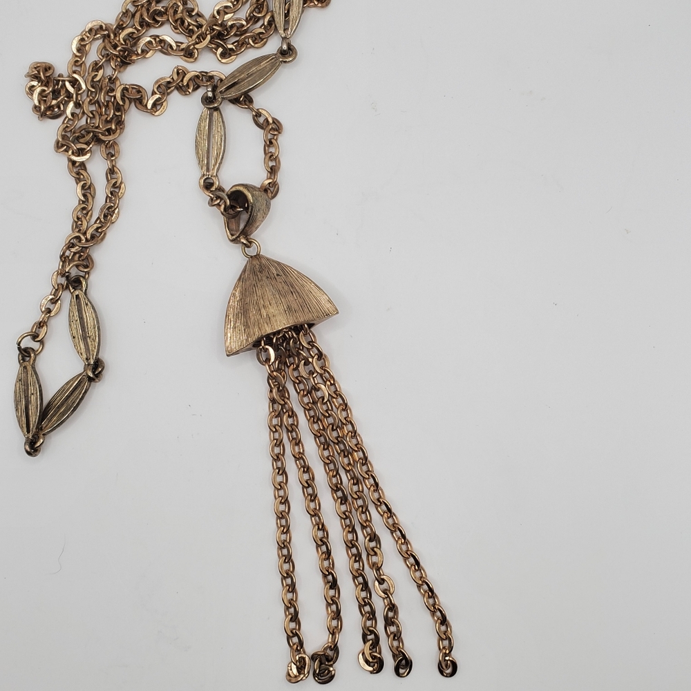 Vintage unique Squid/ Jellyfish Statement Necklace Gold Tone  14"